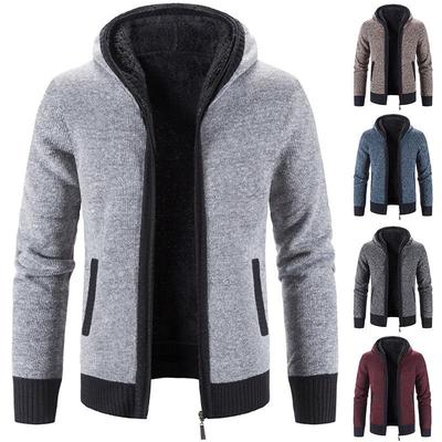 Men's Casual Knit Hooded Cardigan - Autumn/Winter Korean Style, Solid Color, Loose Fit Trendy Outerwear