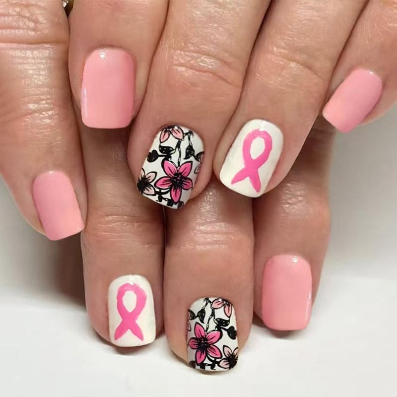 

Artificial Nail French Styles Pink Bows Accents NonToxic ABS Build False Nail Easy Application Instantly Beauty 1