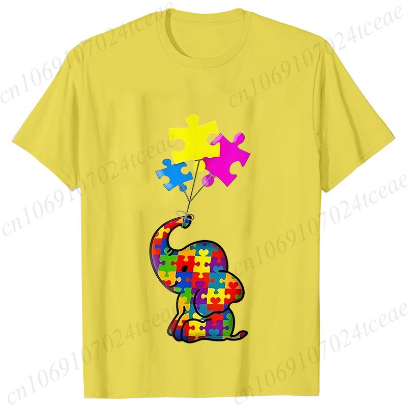 Funny Elephant Autism Awareness T-shirt for Women Acceptance Neurodiversity Summer Shirts Hip Hop Streetwear Short Sleeve Tees