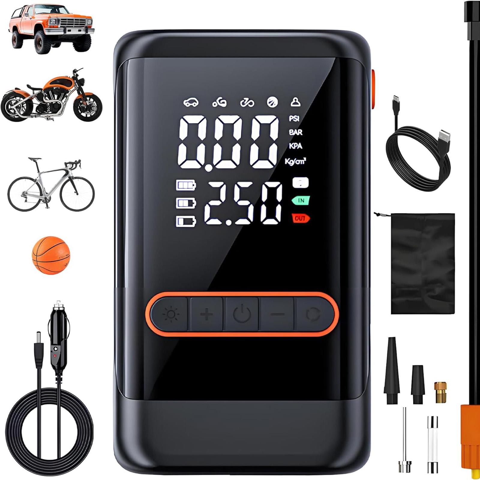 

Tire Inflator Portable Compressor Portable Cordless with Digital Pressure Gauge 150PSI 3X Quick Inflation and Automatic Shutdown Function Aut One Size чёрный