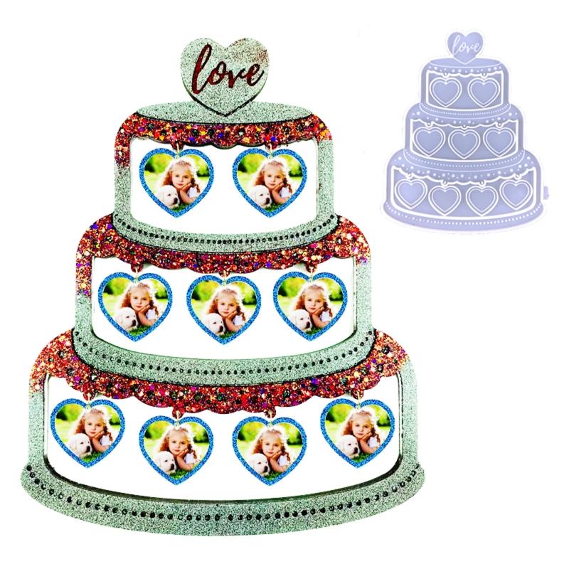 Cake Love Photo Frame Drop Glue Mold Diy Christmas Decor Cake Love Photo Frame Pendant Desktop Ornament Silicone Mold