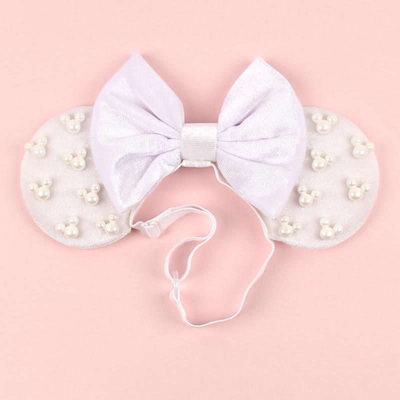 Disney 3,3" Minnie Mickey Ohr Elastische Stirnbänder Neugeborenen Mode Glitzer Verstellbares Haarband Baby DIY Haarschmuck Festival Reise