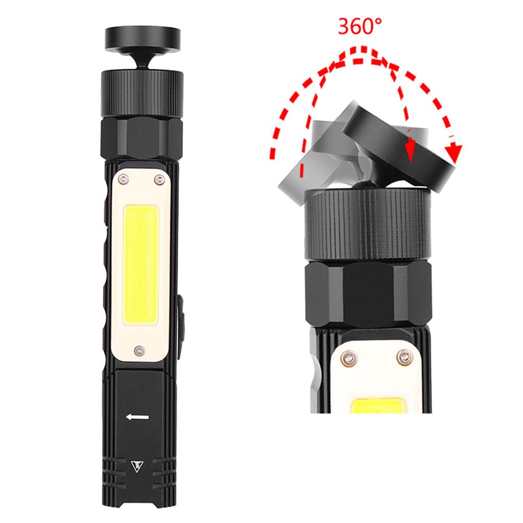 Aluminum Alloy Flashlight 90 Degrees  Folding Headlamp 360 Degree Adjustable Tail Light USB Rechargeable