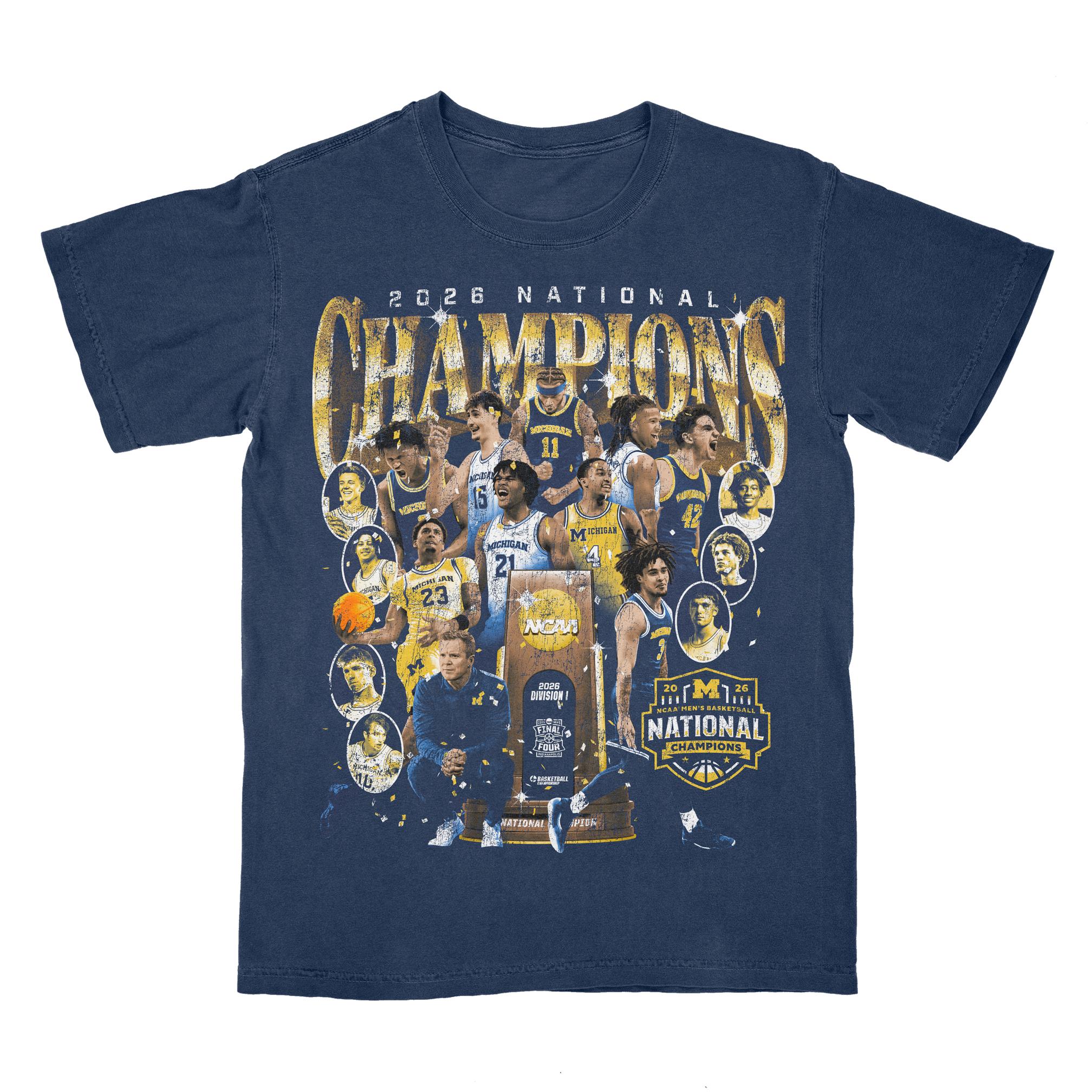2026 Michigan Wolverines Unisexs Basketball Team National Championship TShirt Summer Cotton Clothing Fashion Short Sleeved Tees L