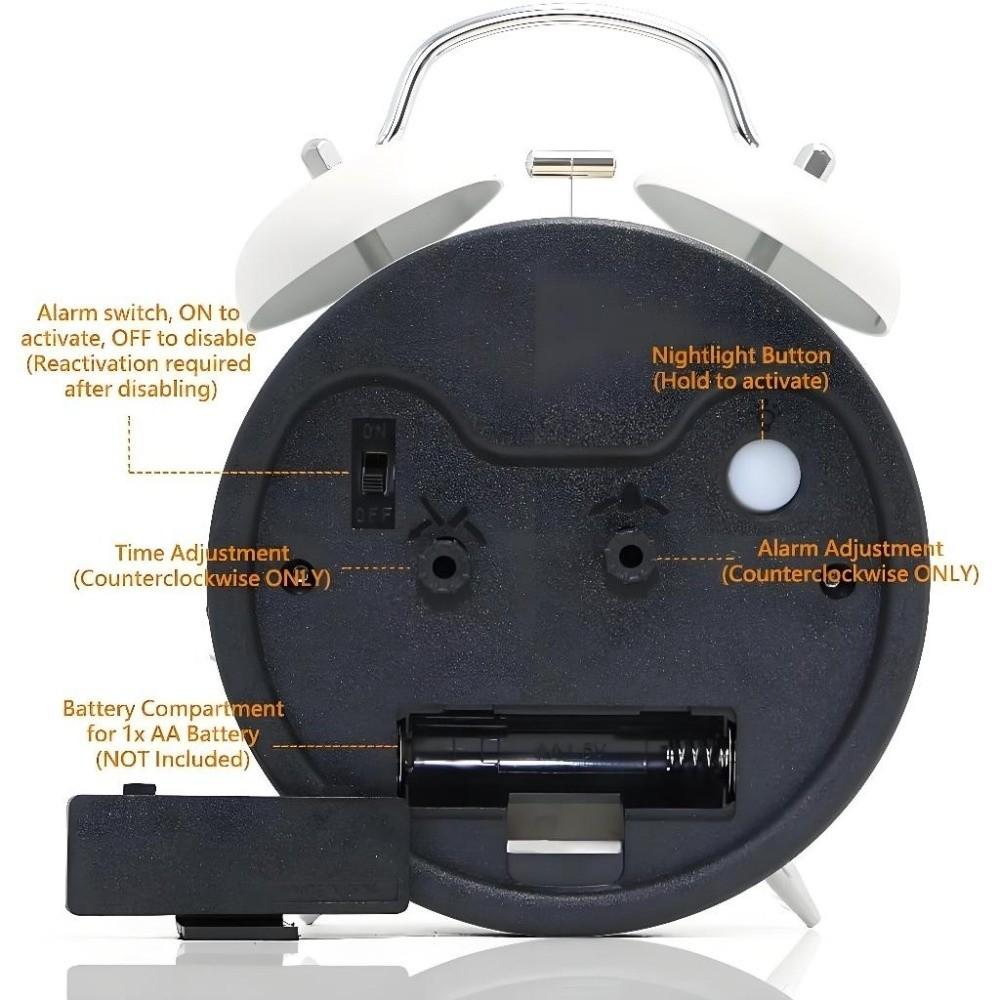 4 Inch Student Alarm Clock Metal Frame Silent Table Clock Twin Bell Loud Alarm Clock  Students