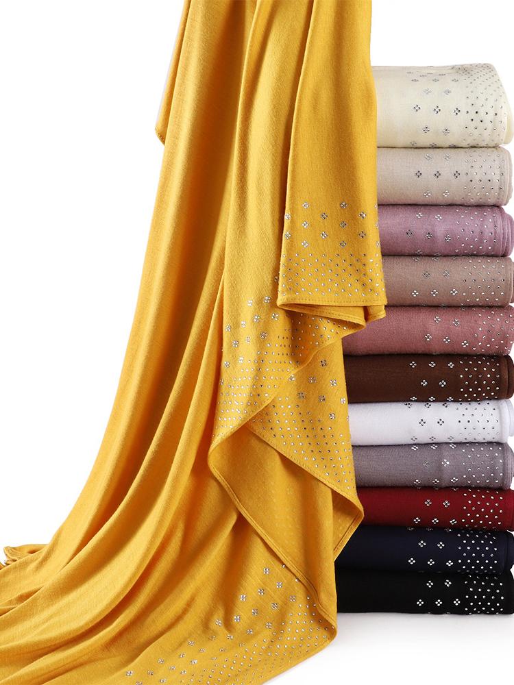 Bling Diamonds Star Jersey Hijab Scarf Muslim Rhinestone Turban Femme Musulman African Head Wraps Arab Turkish Hijabs for Women