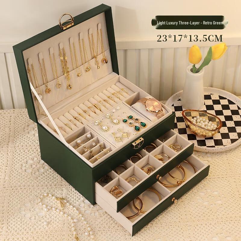 

HANDUNYOU Vintage Green Jewelry Box