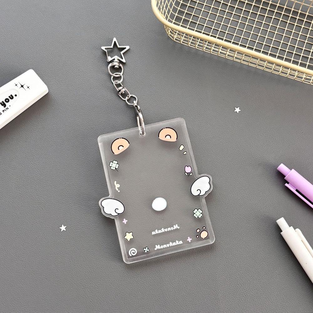 Cartoon Korean Photocard Holder with Keychain Photo Photocard Frame School Stationery