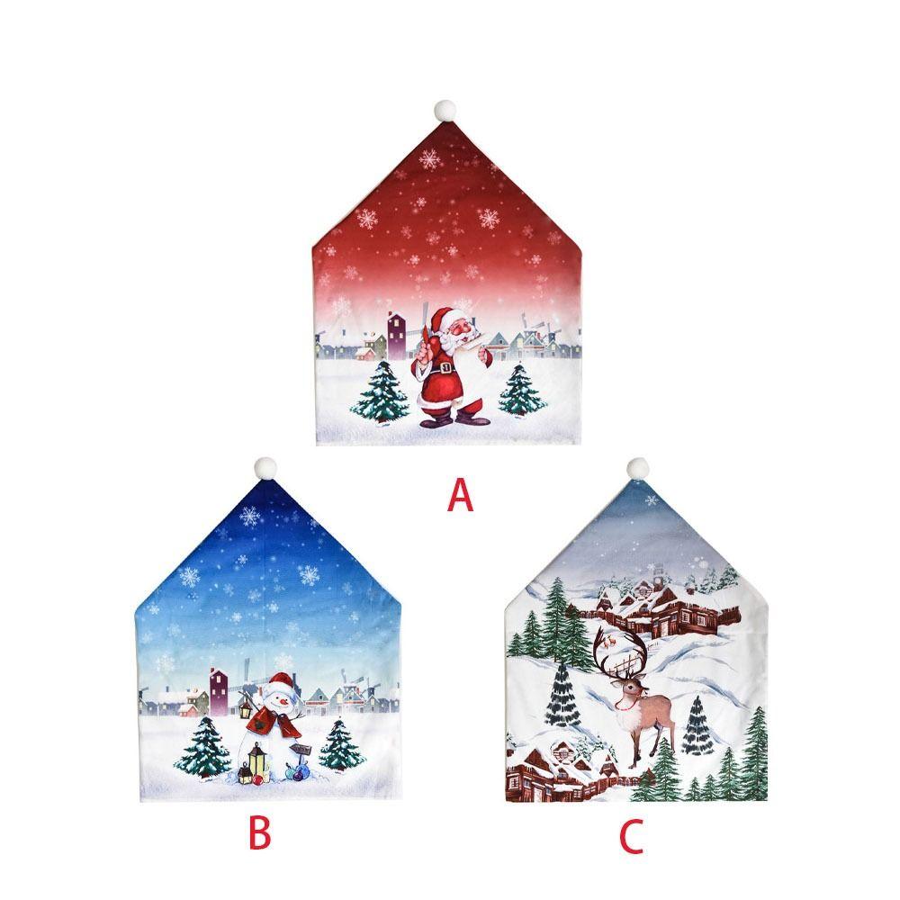 Cartoon Snowflakes Christmas Decorations Kitchen Santa Claus Hat Dining Table Home Decoration Christmas Chair Covers