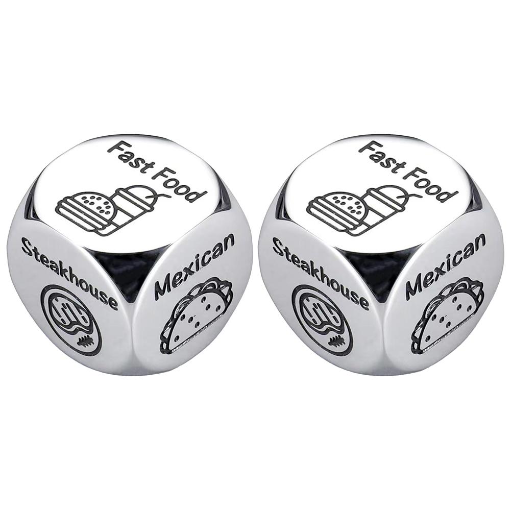 1/2/3Pcs Food Decision Dice Creative Food Decision Maker Stainless Steel Couples Food Decider Valentines Gifts for Women Men