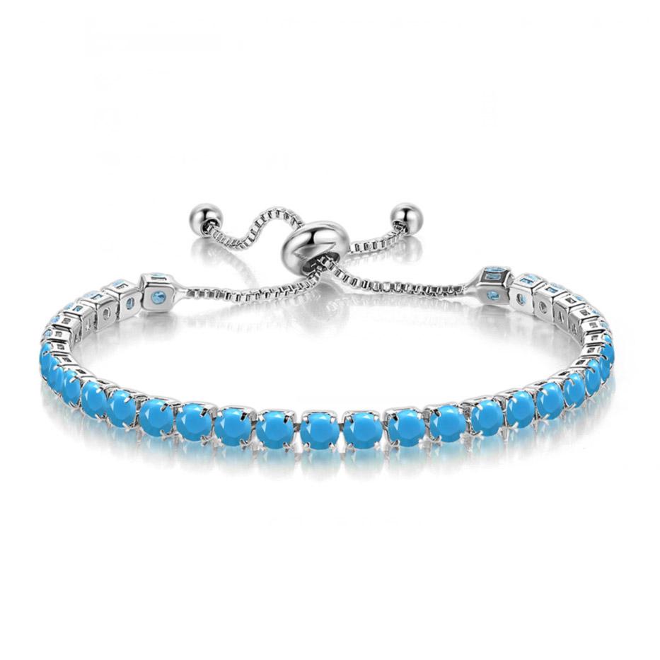 Adjustable 4MM Round Rainbow Zircon Tennis Bracelets for Women Men Fashion Silver Color Crystal Chain on Hand Trend Jewelry H133