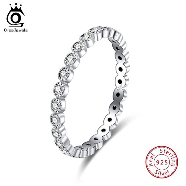 Orsa Jewels Sterling Color Rings Women Classic Round Full Pave Aaa Girls Cubic Cubic Zircon Engagement Bridal Gathering Bridal Band Rings