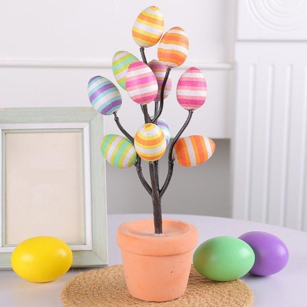 Simulated Eggs Tree Branch Colorful Egg Tree Flowerpot Easter Egg Bonsai  Easter Decoration