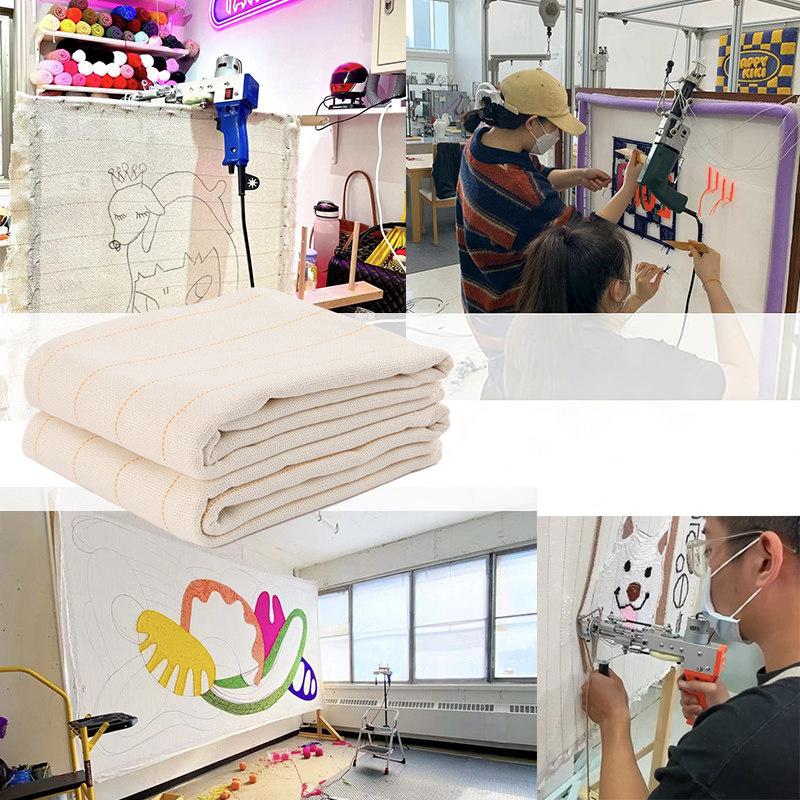 Multi-sizes Tufting Fabric Monk Cloth Backing Fabric Large Sizes Rug DIY Tufting Guns Needle Punched Backing Fabric Marked Lines