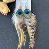Boho Long Feather Dangle Earrings Hanging Peacock Tassel Earrings  Festive Gift