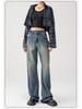 Women's High-Waist Retro Blue Wide-Leg Jeans - 2025 Summer Slim Straight Fit