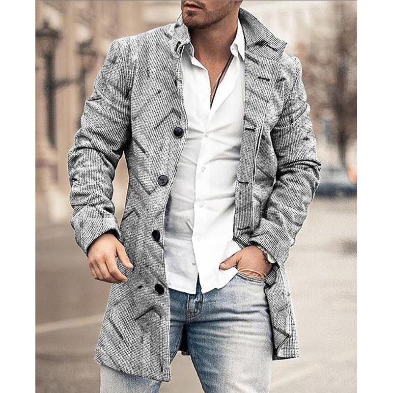 

2024 Зимняя новая мужская повседневная ветровка средней длины с воротником-стойкой 4XL