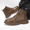 Explosive Retro High-Top Men'S Shoes Genuine Leather Martin Boots Velvet Thermal Casual Shoes