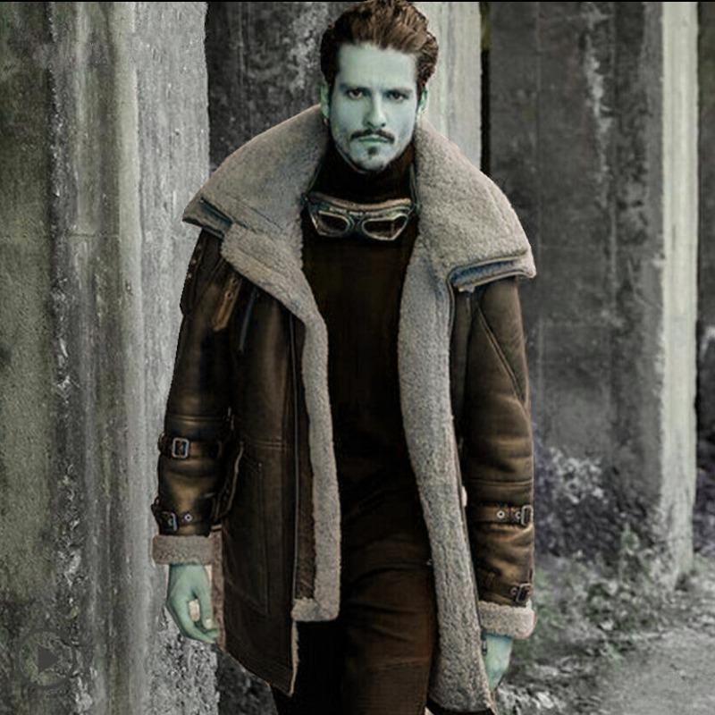 

Зимнее новое мужское пальто из искусственной кожи с бархатной подкладкой, утолщенное пальто, черное пять 5XL темно-коричневого