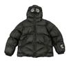 Loose Solid Color Hooded Zip Up Puffer Jacket Streetwear Badge Decor Winter Warm Cotton Coat