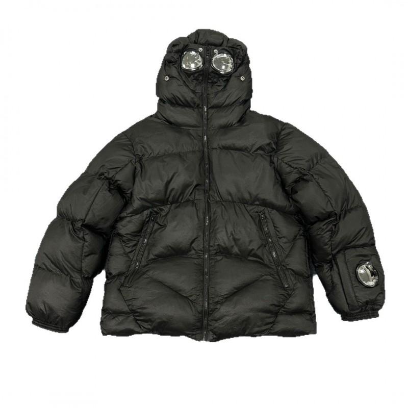 Loose Solid Color Hooded Zip Up Puffer Jacket Streetwear Badge Decor Winter Warm Cotton Coat