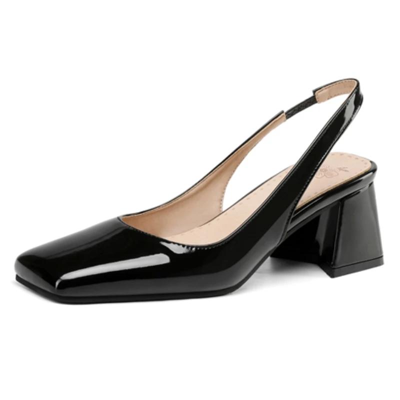 Туфли-лодочки на среднем каблуке Женские элегантные сандалии Черные Телесные Зеленые Розовые Квадратный носок Слингбэк Вечерние Офисные Свадебные Туфли для платья Женские 40 чёрный 4750₽