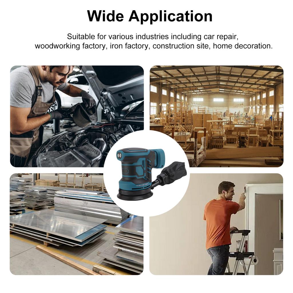 21V Cordless Sander 5-Inch Electric Orbital Sander 19000rpm Max Speed To Adjust with Dust Collection System for Woodworking Sand