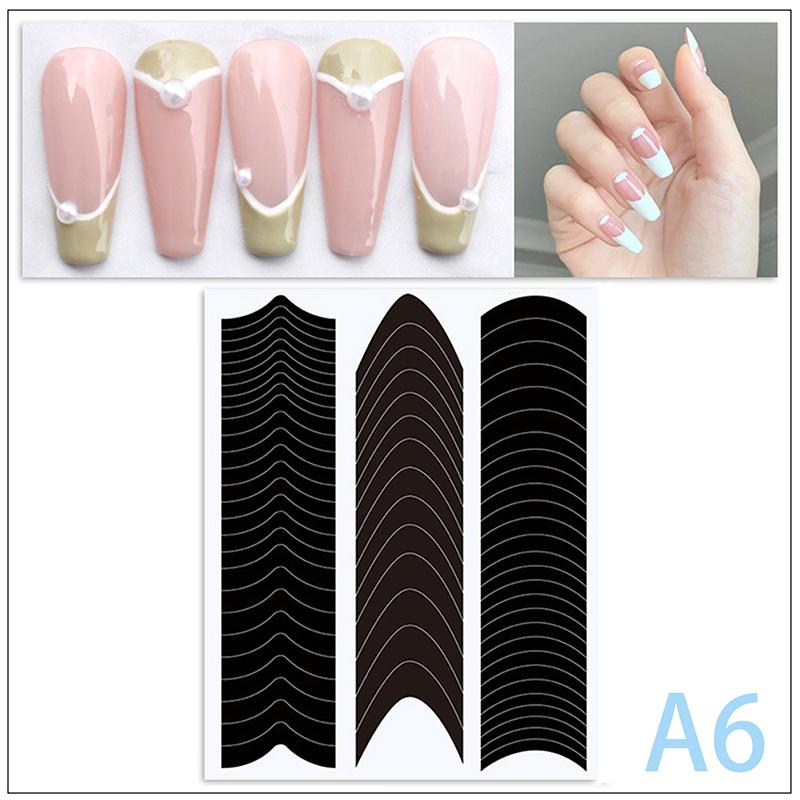 French Manicure Edge Auxiliary Nail Sticker Wavy Line Diy Nail Art Tips Guides Stickers Stencil Strips Nail Tools Decoration