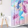 4 Pcs Shower Curtain Sets, Cute Unicorn Mermaid Cub Kids Rainbow Waterproof Bathroom Sets with Non-Slip Rugs, Toilet Lid Cover and Bath Mat,