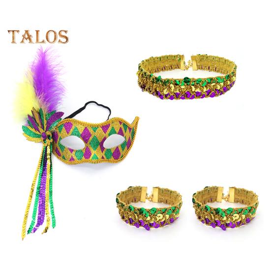 

Аксессуары 1920-х годов Марди Гра воротник браслет блестки костюм реквизит женский хлопушка перо повязка на голову для карнавала маскарада One Size C