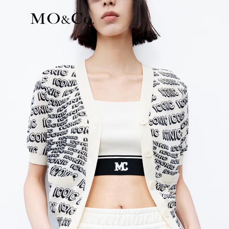 MO&Co. Short Sleeve V-Neck Knit Cardigan