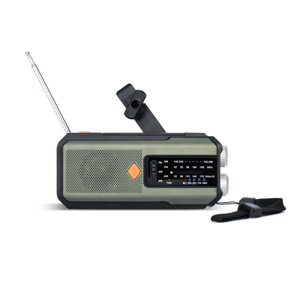 Solar-Powered Hand-Crank Multifunction Emergency Radio with Flashlight