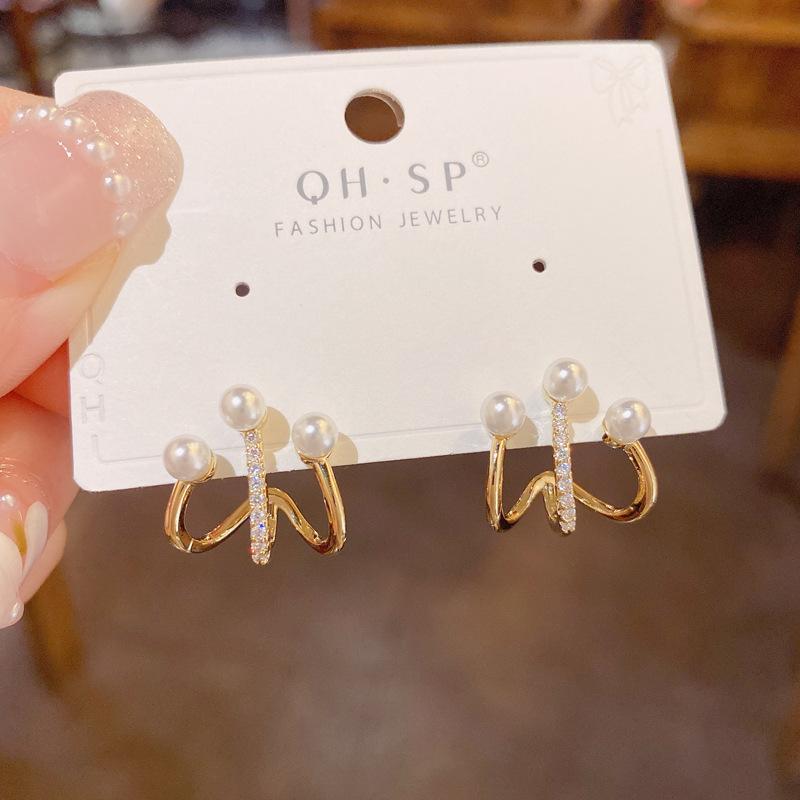 

Fashion Korea Micro Synthetic Zircon Multi-layer Vertical Bar Geometric Earring Temperament Earrings Party Jewelry Gifts