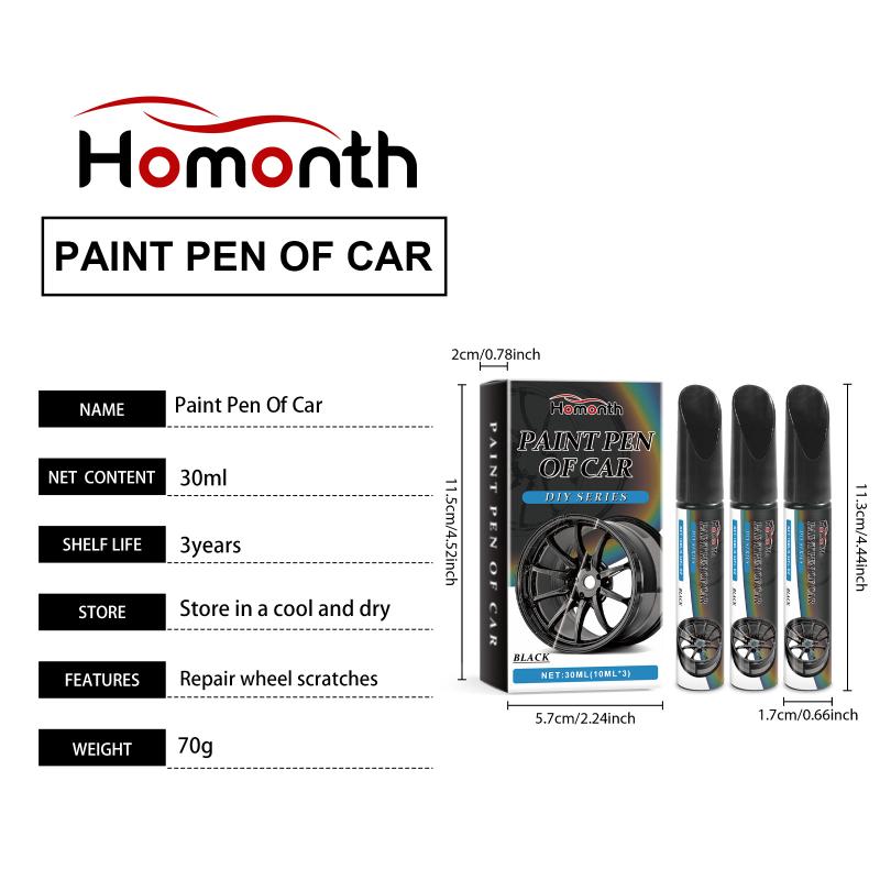 Paint Touch Up Pen For Car Wheels 3pcs Black Repair Removes Minor Damage Clean Finish