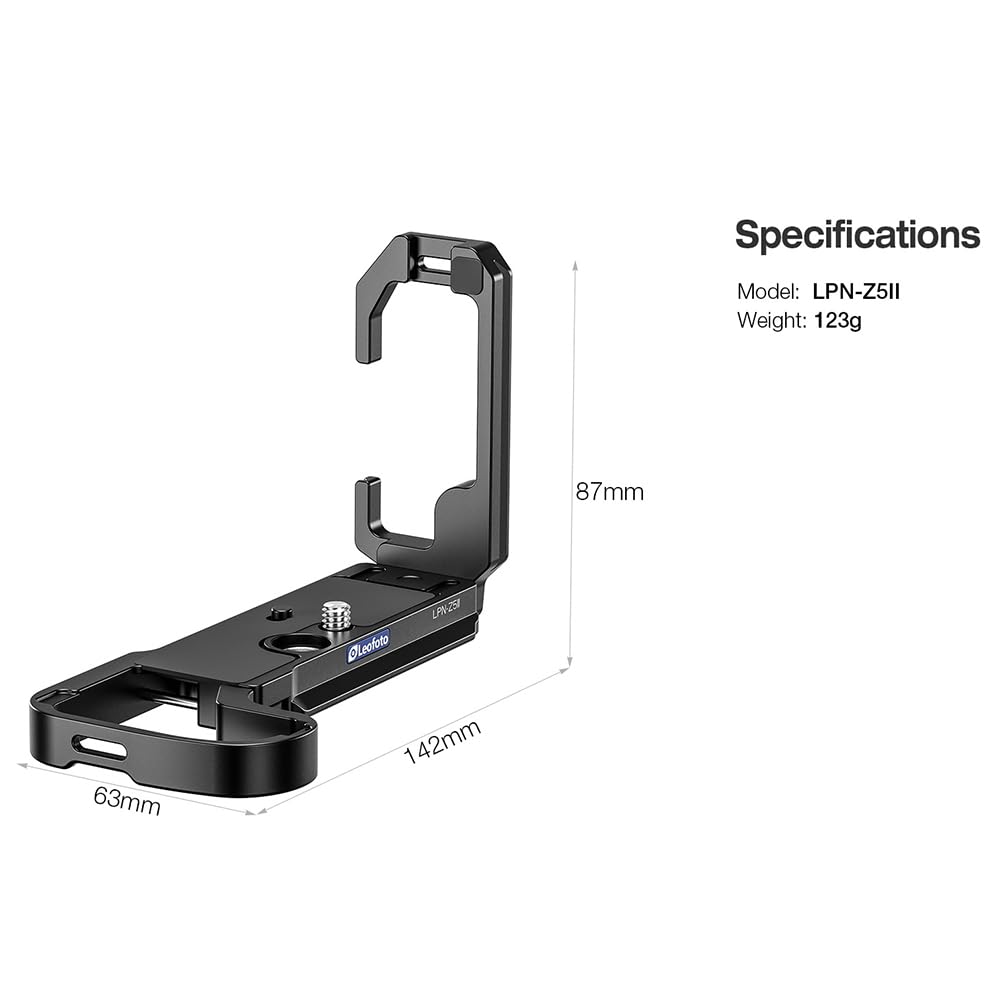 Leofoto Plate for Nikon Machined from Quick Release Compatible LPN-Z5II L-Shaped Z5II, Arca-Swiss Compatible, 6061-T6 Aluminum,