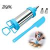 Cake Decorating Tools Stainless Steel Icing Dispenser Set, Reusable Baking with Scraper And Cupcake Frosting Decorator Replaceable Nozzles,