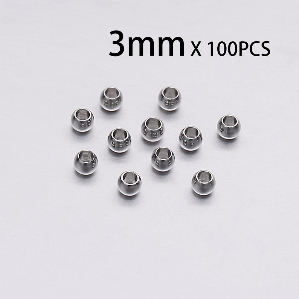3/4/5/6/7/8MM Distanční korálek z nerezové oceli Kovové kulaté volné vymezovací korálky Pro výrobu šperků Náramek Nálezy pro kutily