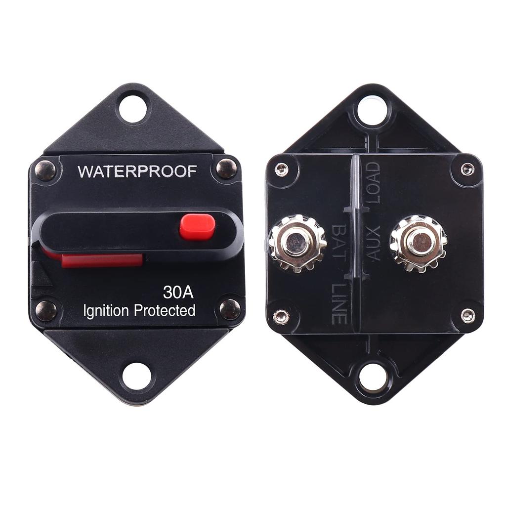 Bumbesti 30Amp Circuit Breaker, -48V DC Waterproof Fuse Holder 30 Amp with Manual Reset