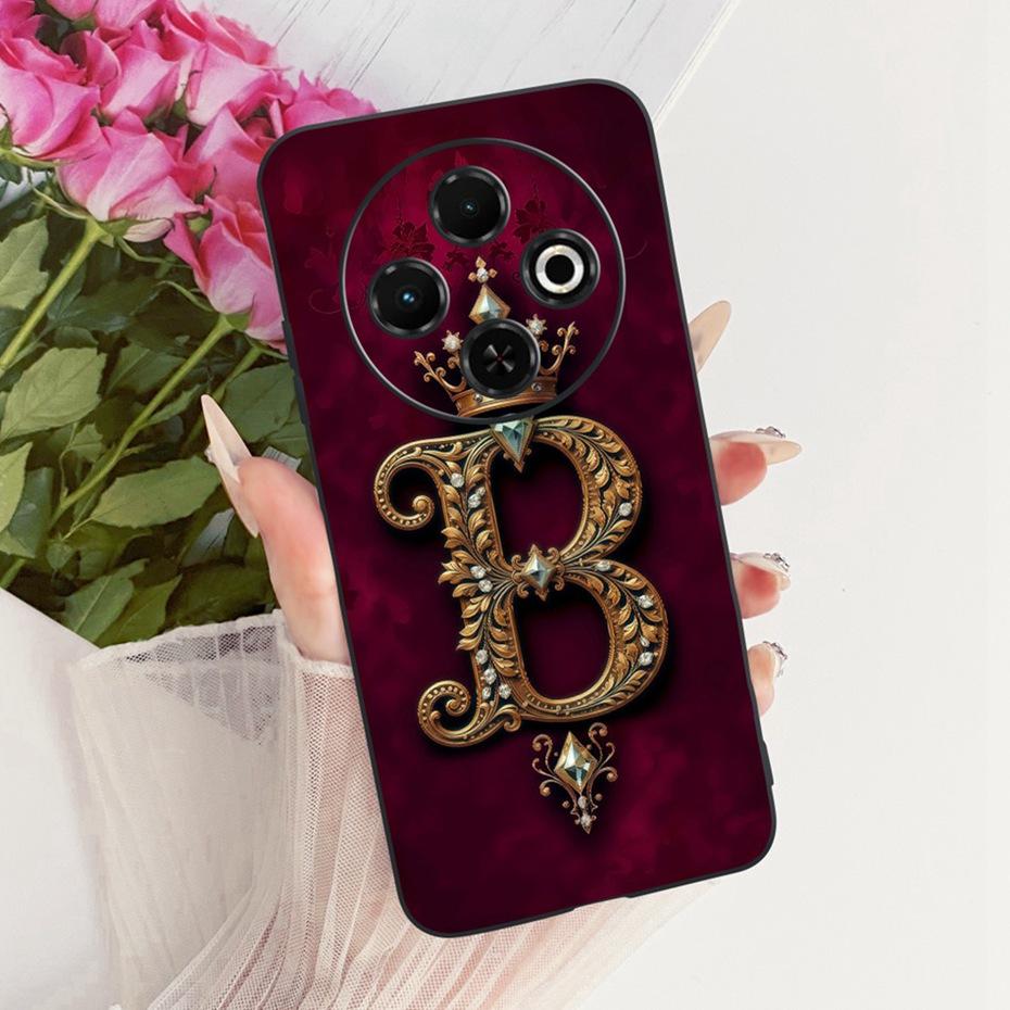 2025 Fashion Crown Letter Case For Tecno Spark 30C 30 Pro 4G Black Silicone Soft Cover For Tecno Spark30C 30 30Pro Phone Cases