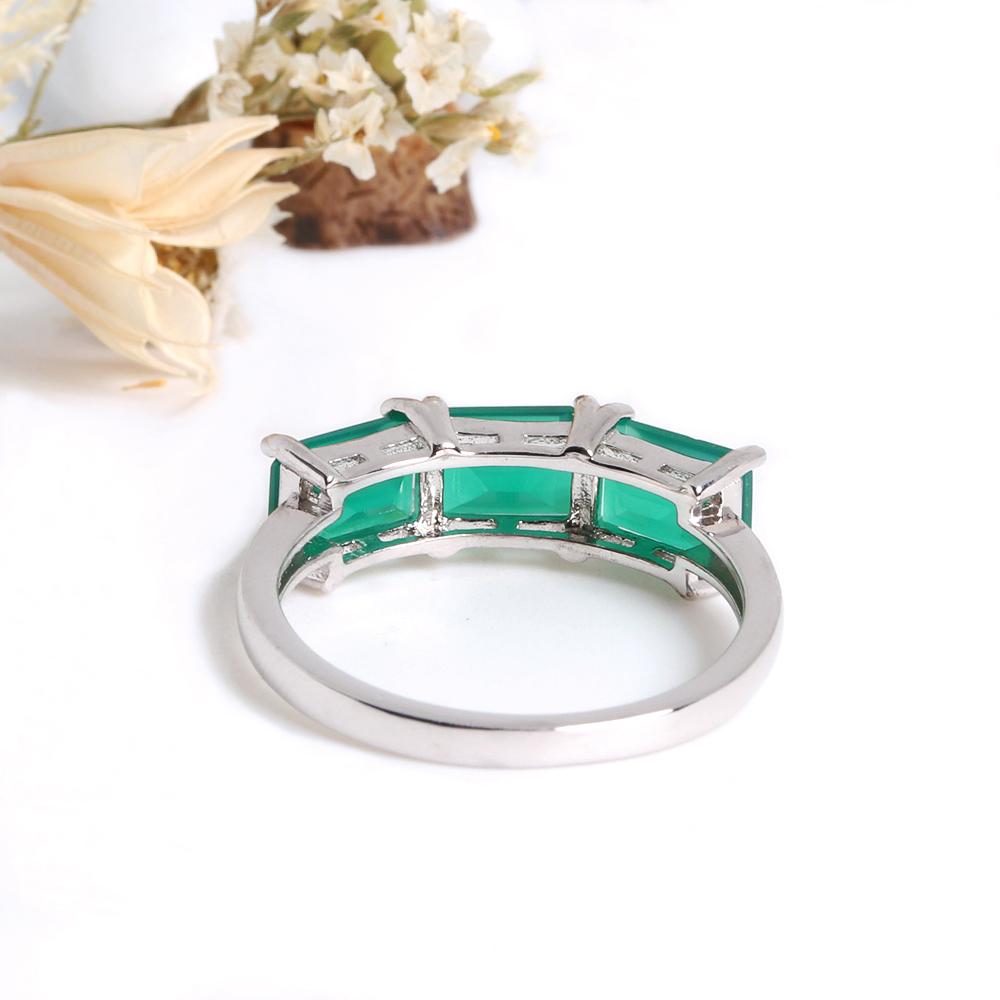 Bolaijewelry 1 Piece Classic Fashion Natural Green Agate Ring for Women 925 Sterling Silver Fine Jewelry Anniversary Party Wear