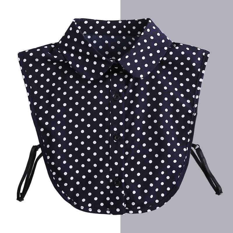 Cotton Front Tie for Women Polka Dots Fake Collar Lapel Detachable Collar Shirt Stand Detachable Female False Collar Decor