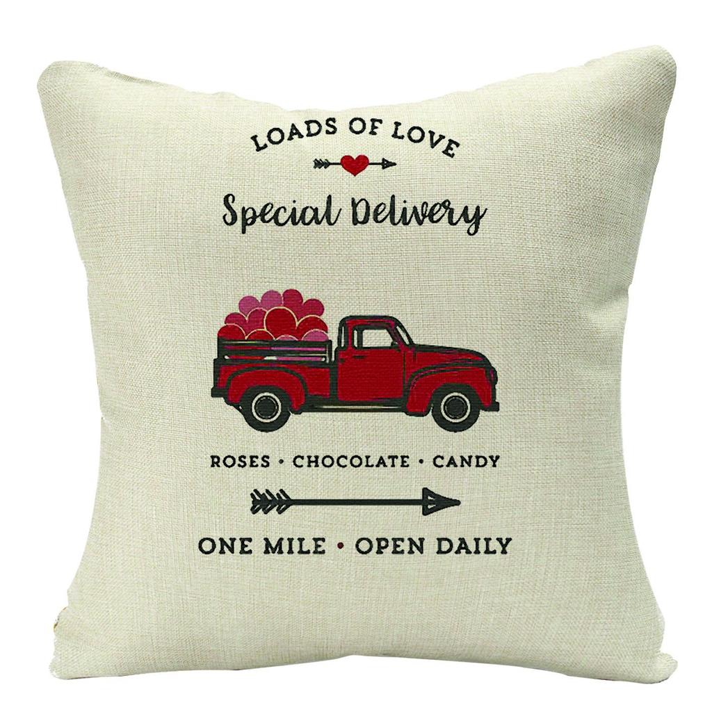 Plaid Valentine's Day Theme Linen Pillow Cover Home Sofa Pillow Cushion Hair Cover