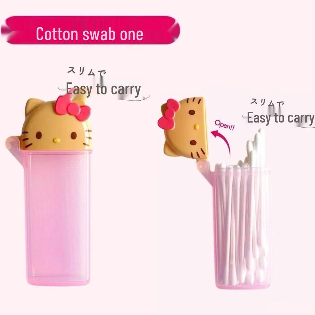 Hello Kitty My Melody Cartoon Cotton Swab Storage Box - Resin Creative Cosmetic Travel Holder