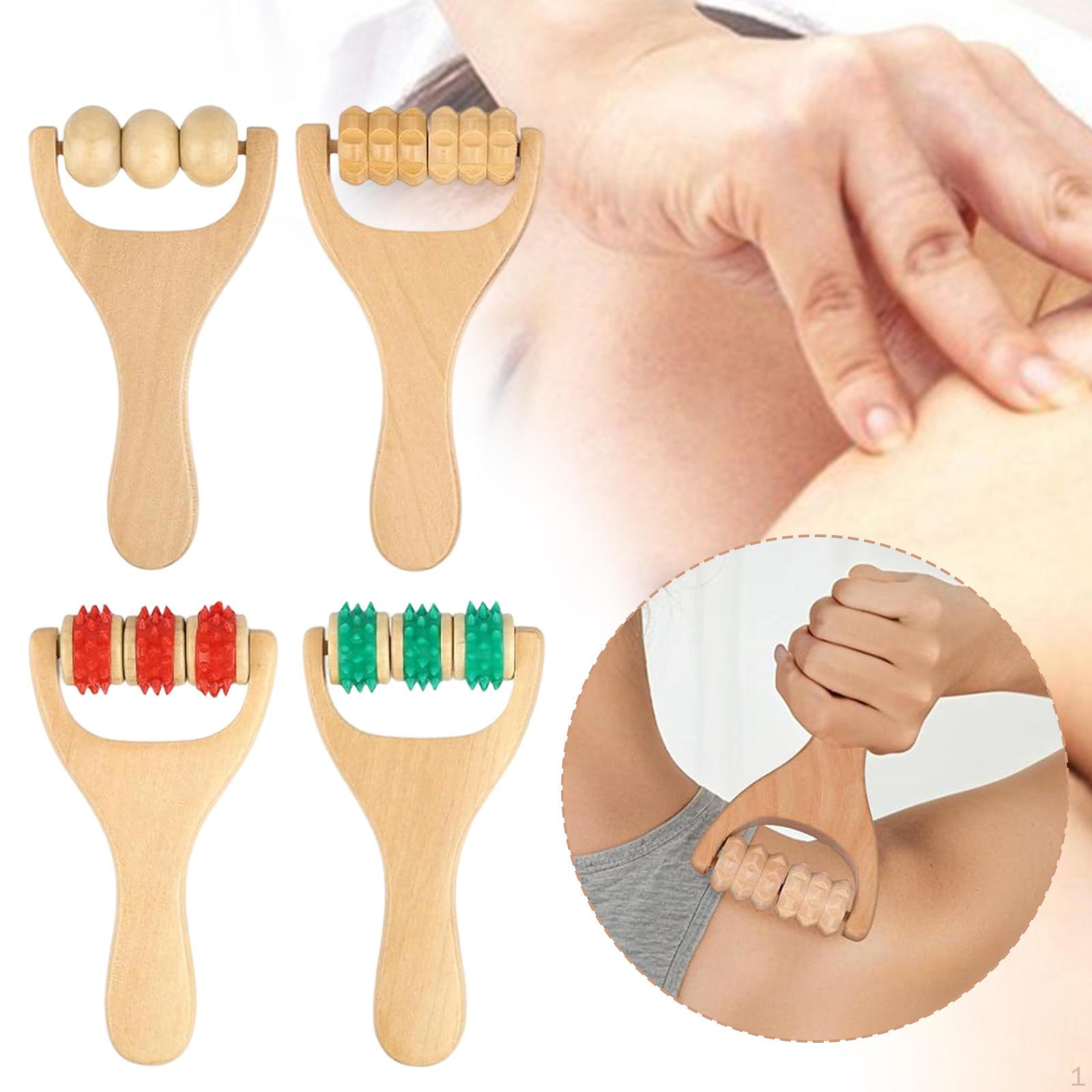 

4x Wooden Massage Roller Manual Head Tool Home Use Professional Ergonomic Easy to