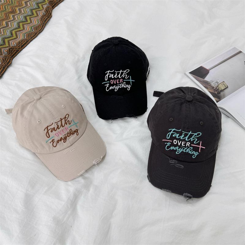 Hot Sale Unisex Washed Cotton OVER Letter Embroidery Baseball Cap Outdoor Casual Sun Dad Hat Adjustable For Women And Men