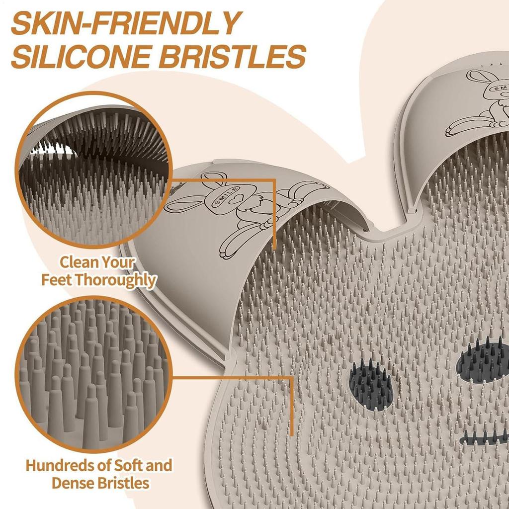 Foot Scrubber Mat Foot Scrubber for Shower Floor Bunny Callus Remover Feet Cleaner Brush Cleaning Supplies with Suction Cups for
