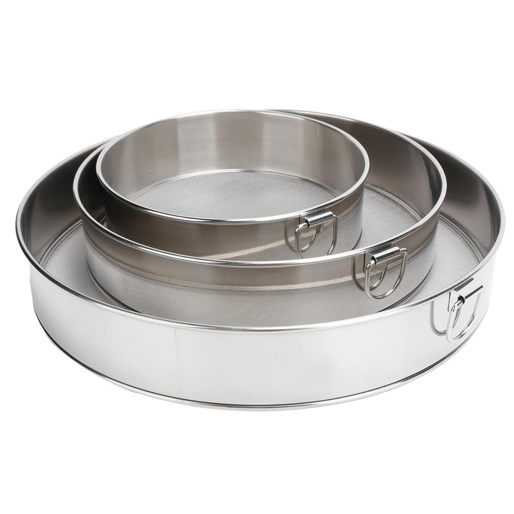 3Pcs Flour Sieve Set 304 Stainless Steel Round Flour Powder Filter Sifter Baking Utensil