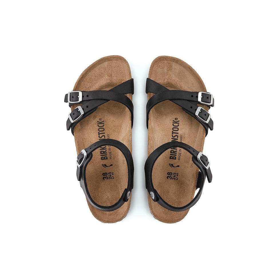 Birkenstock Top Grain Cow Leather Beach Sandals Women's Black Narrow 1021487