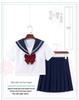 Navy Sailor Collar JK School Uniform - White, Two-Line Suit & Pleated Skirt