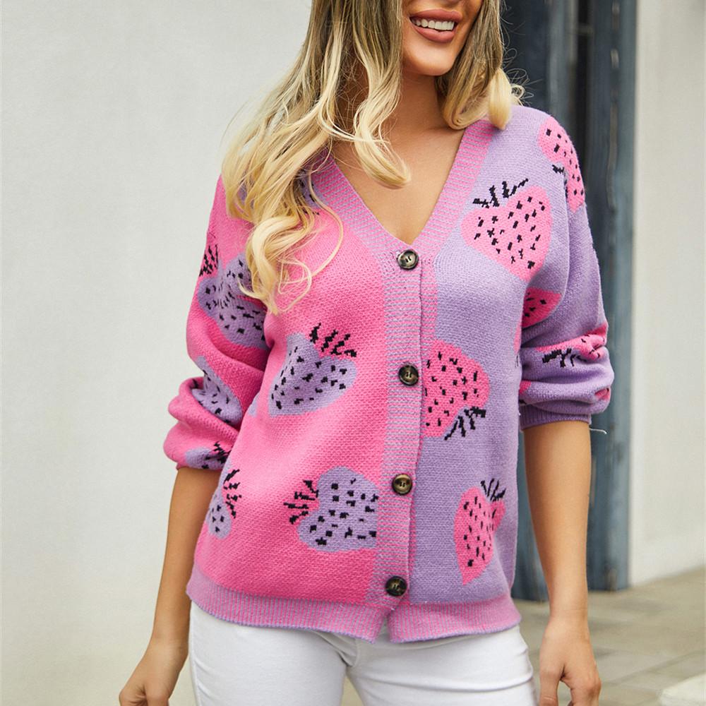 

GMXIA женские модные повседневные осенне-зимние кардиганы с длинными рукавами, свитер, пальто XL розовый